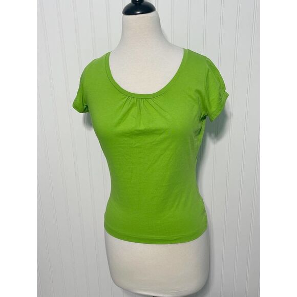 Lilly Pulitzer Scoop Neck Puff Sleeve Tee T-Shirt Bright Green XS Extra Small‎ - Picture 9 of 9
